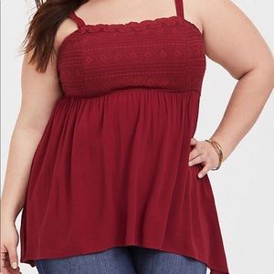 Torrid hot pink crepe lace babydoll cami